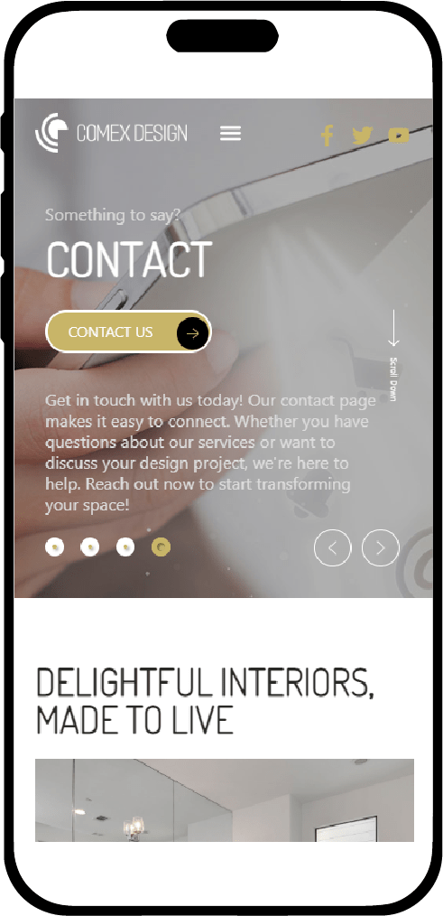 Vista de diseño de página web en versión mobile