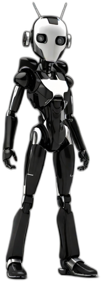 Robot moderno de pie en negro